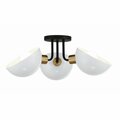 Crystorama Gigi 3 Light Black + Aged Brass semi Flush Mount GIG-810-BK-AG